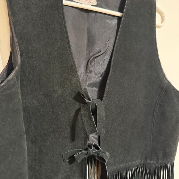 Vintage Suede Leather Vest with Long Fringe, Medium - Picture 4 of 8